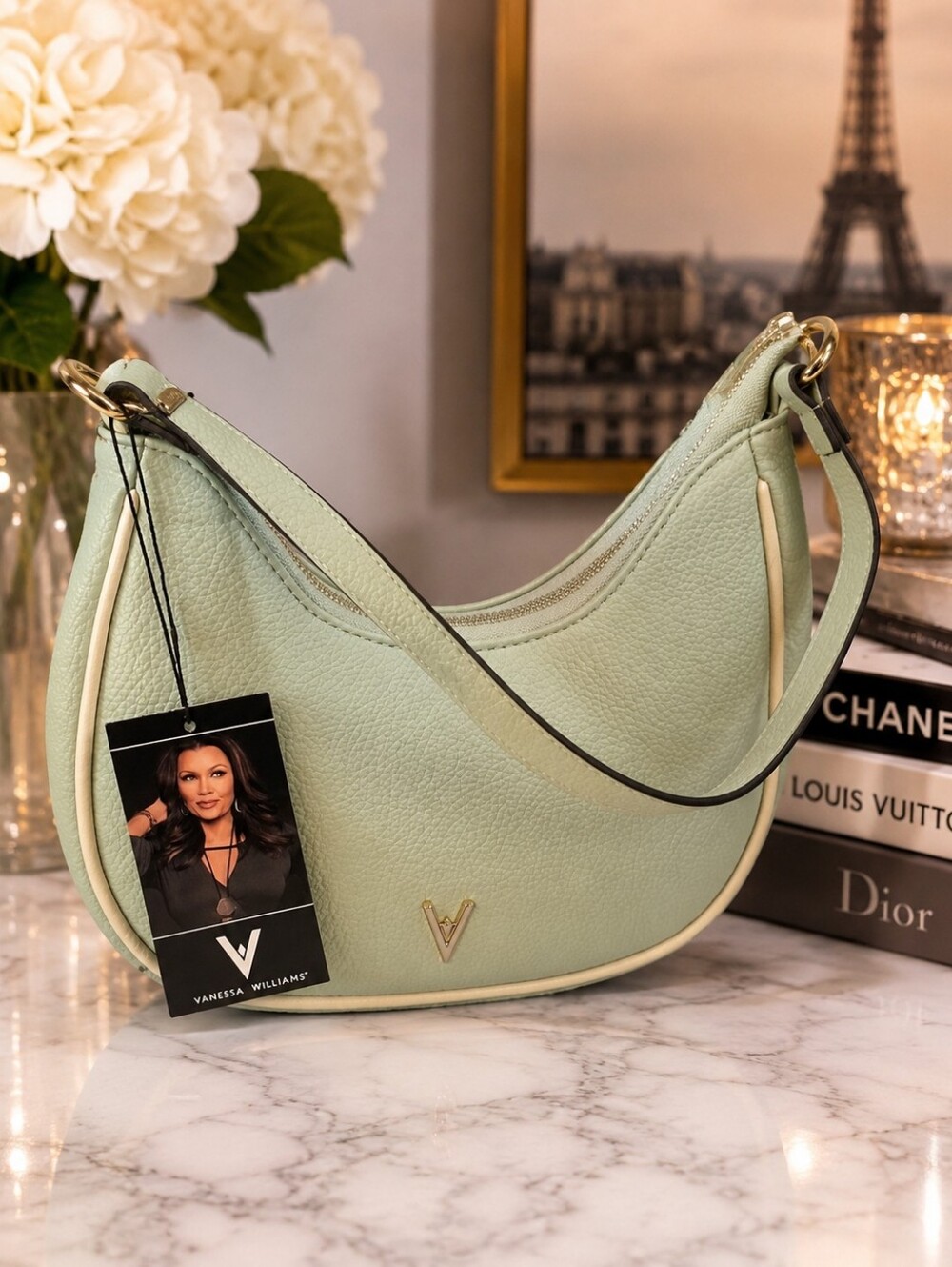 Vanessa Williams Mint Green Crescent Shoulder Bag | NWT